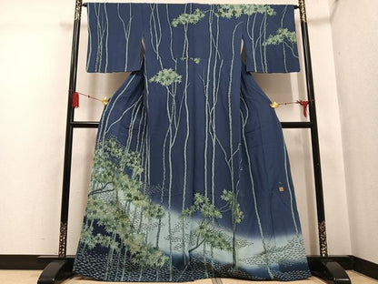 平和屋着物●日本画家　霜鳥忍の世界　彩天目織　訪問着　手描き　楓　松坂屋扱い　正絹　逸品　AABG4150ph