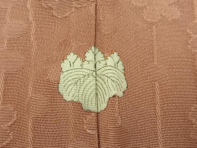 平和屋着物●上質な色無地　枝梅地紋　水柿色　正絹　逸品　AABG4151ph