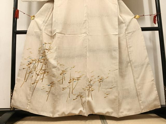 平和屋着物●訪問着　お召地　樹林文　正絹　逸品　AABG4152ph