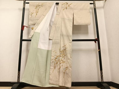 平和屋着物●訪問着　お召地　樹林文　正絹　逸品　AABG4152ph