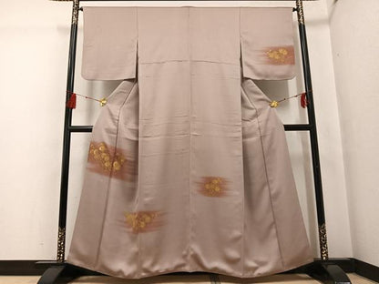平和屋着物●訪問着　竹屋町刺繍　草花文　暈し染め　金彩　正絹　逸品　AABG4154ph
