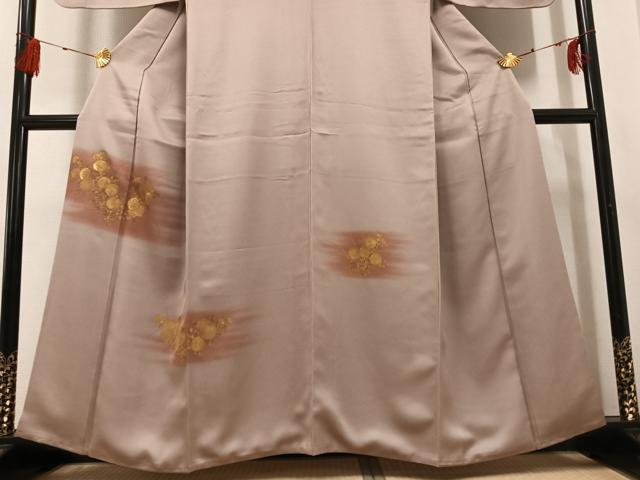 平和屋着物●訪問着　竹屋町刺繍　草花文　暈し染め　金彩　正絹　逸品　AABG4154ph