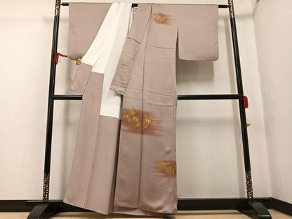 平和屋着物●訪問着　竹屋町刺繍　草花文　暈し染め　金彩　正絹　逸品　AABG4154ph