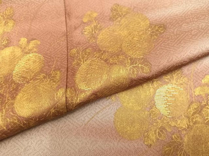 平和屋着物●訪問着　竹屋町刺繍　草花文　暈し染め　金彩　正絹　逸品　AABG4154ph