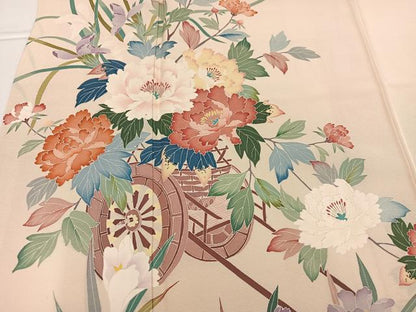 平和屋着物●訪問着　友禅　作家物　花車文　正絹　逸品　AABG4156ph