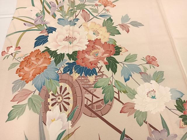 平和屋着物●訪問着　友禅　作家物　花車文　正絹　逸品　AABG4156ph