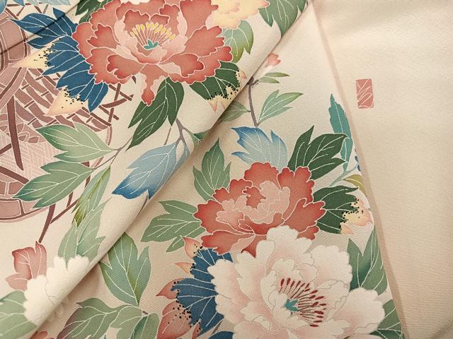 平和屋着物●訪問着　友禅　作家物　花車文　正絹　逸品　AABG4156ph
