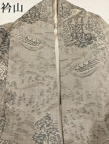 平和屋着物●本場大島紬　白大島　一元7マルキ　総絣　渡橋風景文　正絹　逸品　AABG4157ph