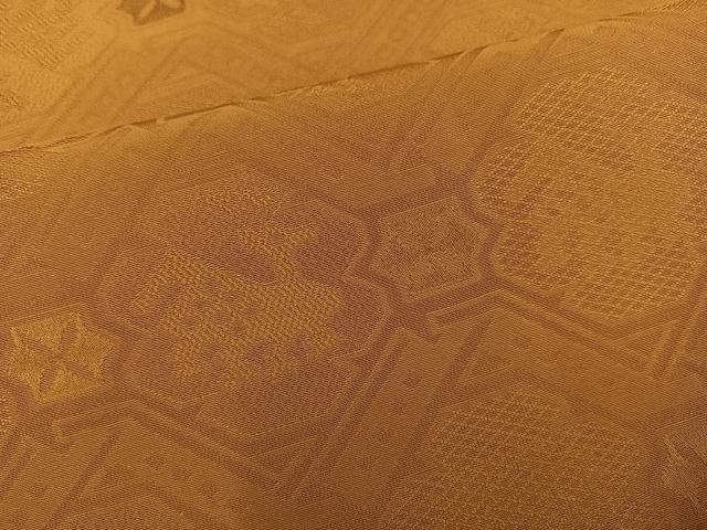 平和屋着物●上質な色無地　有栖川蜀江地紋　黄唐茶色　正絹　逸品　未使用　AABG4159ph