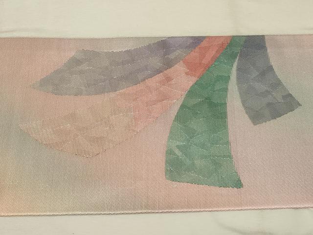 平和屋着物◎九寸名古屋帯 束ね熨斗文 銀糸 正絹 逸品 AABG4161ou