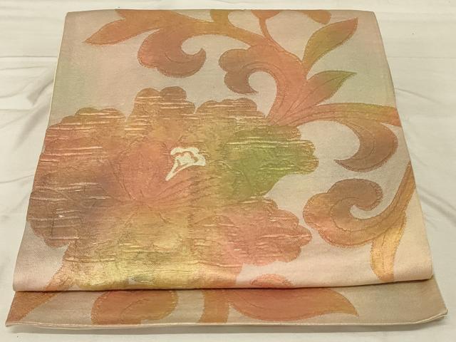平和屋着物◎六通柄袋帯　更紗花文　正絹　逸品　AABG4175ou