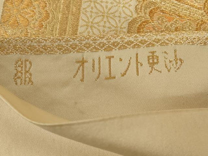 平和屋着物◎西陣　服部織物謹製　六通柄袋帯　オリエント更紗　金糸　正絹　逸品　AABG4177ou
