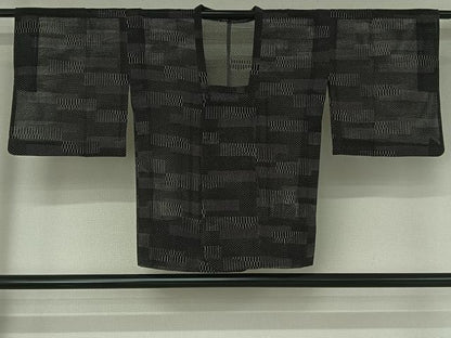平和屋着物▽道行コート スリーシーズン 春夏秋 塵除け 横段文 正絹 逸品 AABG4204jh