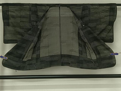 平和屋着物▽道行コート スリーシーズン 春夏秋 塵除け 横段文 正絹 逸品 AABG4204jh
