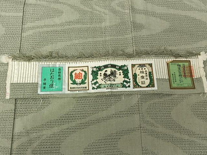 平和屋着物▽結城紬 奥順 はたおり娘 単衣 80亀甲 流水文 正絹 逸品 AABG4212jh