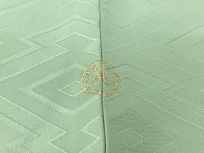 平和屋着物▽上質な色無地 単衣 松皮菱地紋 錆青磁色 正絹 逸品 AABG4213jh