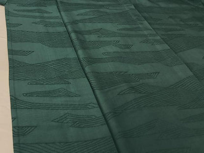 平和屋着物▽上質な色無地 単衣 幾何学地紋 高麗納戸色 正絹 逸品 AABG4216jh