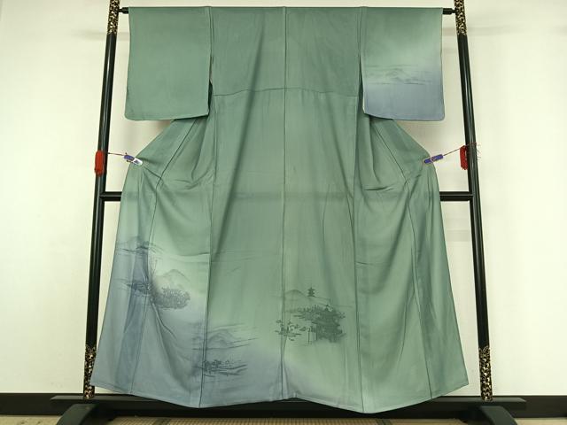 平和屋着物▽訪問着　無双　紗袷　紗×絽　人物風景文　正絹　逸品　AABG4218jh