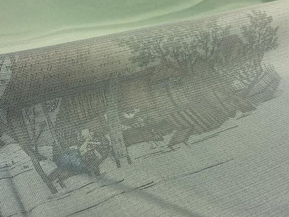 平和屋着物▽訪問着　無双　紗袷　紗×絽　人物風景文　正絹　逸品　AABG4218jh