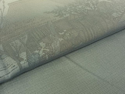 平和屋着物▽訪問着　無双　紗袷　紗×絽　人物風景文　正絹　逸品　AABG4218jh