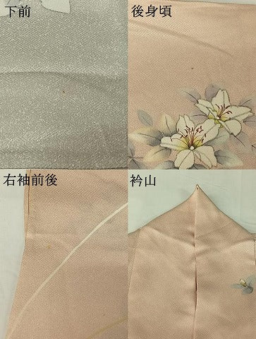 平和屋着物▽訪問着 単衣 作家物 手描き 草花文 暈し染め 正絹 逸品 AABG4221jh