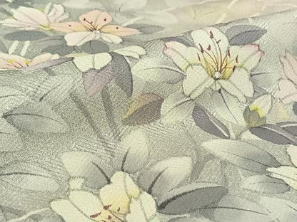 平和屋着物▽訪問着 単衣 作家物 手描き 草花文 暈し染め 正絹 逸品 AABG4221jh