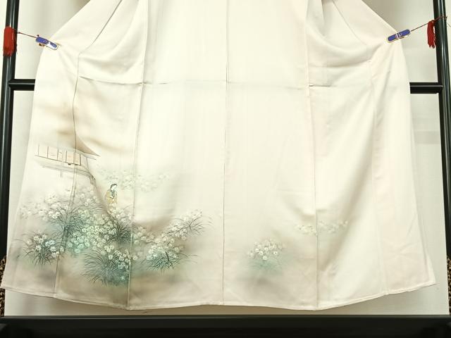平和屋着物▽訪問着 単衣 手描き 人物風景花文 暈し染め 正絹 逸品 AABG4224jh