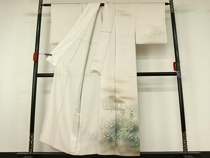 平和屋着物▽訪問着 単衣 手描き 人物風景花文 暈し染め 正絹 逸品 AABG4224jh