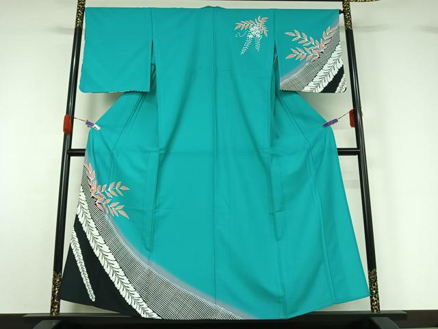 平和屋着物▽訪問着 単衣 藤文 洗える着物 AABG4230jh