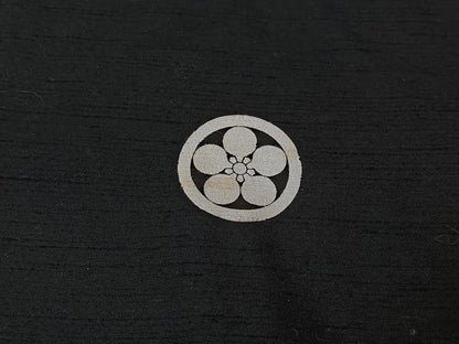 平和屋着物▽男性 黒紋付 単衣 紬地 暗黒色 正絹 逸品 AABG4231jh