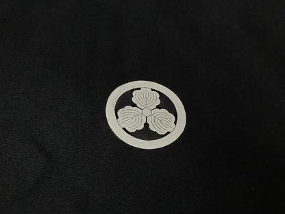 平和屋着物▽男性 黒紋付 単衣 暗黒色 正絹 逸品 AABG4233jh