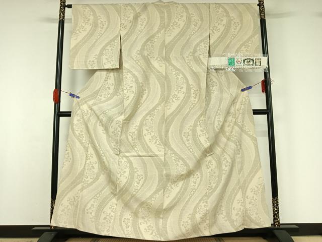 平和屋着物▽結城紬 奥順 はたおり娘 単衣 80亀甲 流水花文 証紙付き 正絹 逸品 AABG4243jh