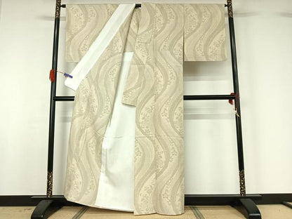 平和屋着物▽結城紬 奥順 はたおり娘 単衣 80亀甲 流水花文 証紙付き 正絹 逸品 AABG4243jh