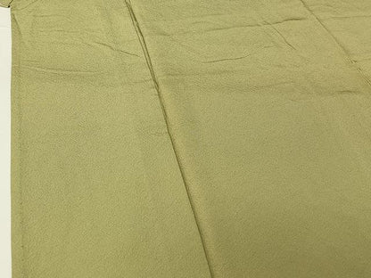 平和屋着物▽男性　単衣　色紋付　抹茶色　正絹　逸品　AABG4249jh