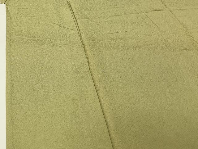 平和屋着物▽男性　単衣　色紋付　抹茶色　正絹　逸品　AABG4249jh