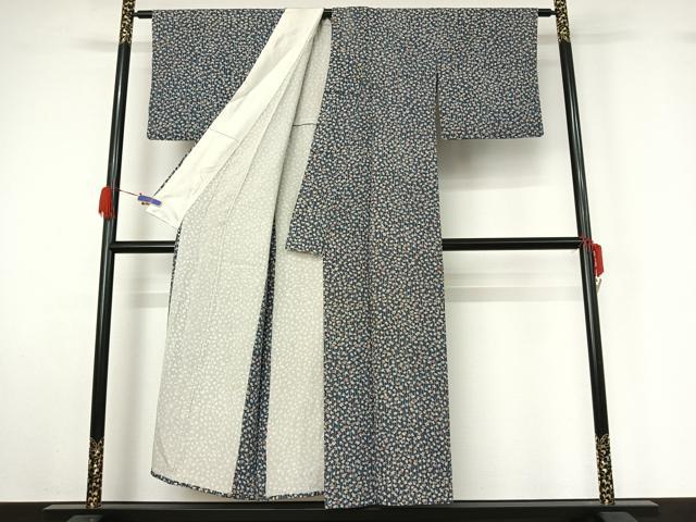 平和屋着物▽上質な小紋 単衣 草花文 正絹 逸品 AABG4250jh