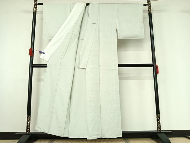 平和屋着物▽上質な色無地 単衣 白緑色 正絹 逸品 AABG4251jh