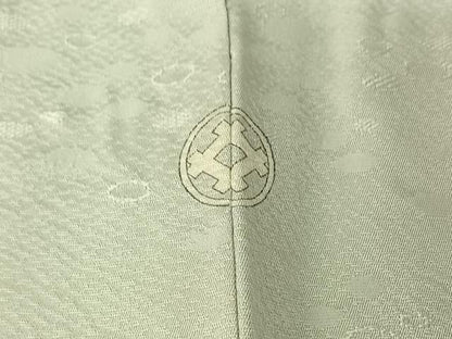 平和屋着物▽上質な色無地 単衣 白緑色 正絹 逸品 AABG4251jh
