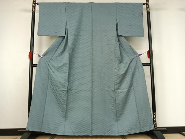 平和屋着物▽上質な色無地 単衣 横段地紋 湊鼠色 正絹 逸品 AABG4252jh