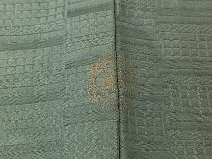 平和屋着物▽上質な色無地 単衣 横段地紋 湊鼠色 正絹 逸品 AABG4252jh