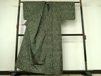 平和屋着物▽上質な紬 単衣 霞文 正絹 逸品 AABG4257jh