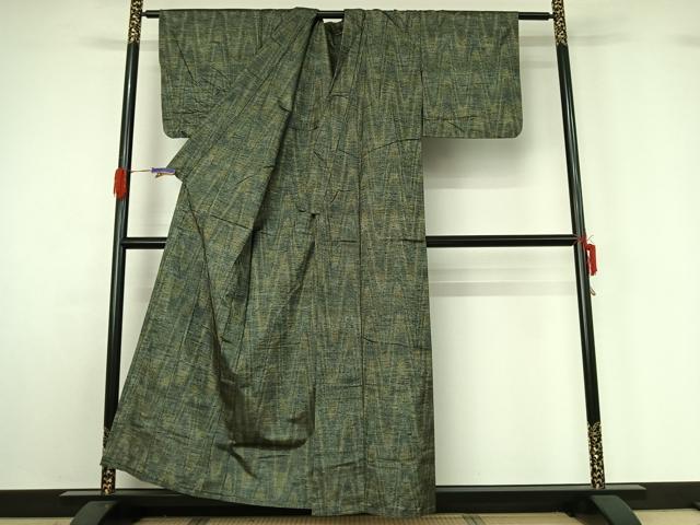 平和屋着物▽上質な紬 単衣 霞文 正絹 逸品 AABG4257jh