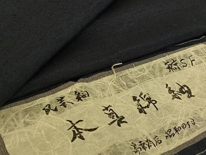 平和屋着物▽男性　本真綿紬　単衣　濃藍色　反端付き　正絹　逸品　AABG4259jh