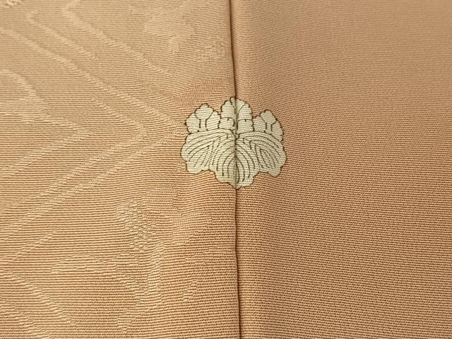 平和屋着物▽上質な色無地　単衣　花蝶地紋　肌色　正絹　逸品　AABG4262jh