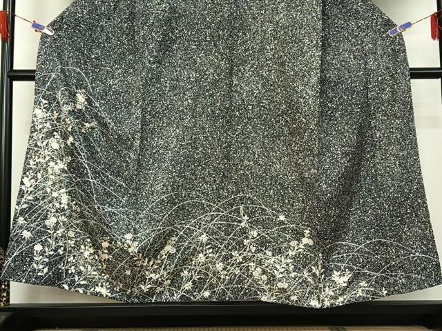 平和屋着物▽訪問着 単衣 駒刺繍 草花文 たたき染め 金彩 正絹 逸品 AABG4264jh