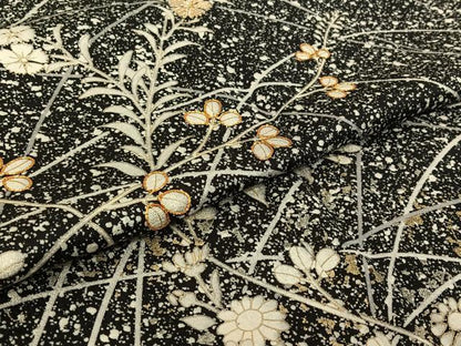 平和屋着物▽訪問着 単衣 駒刺繍 草花文 たたき染め 金彩 正絹 逸品 AABG4264jh