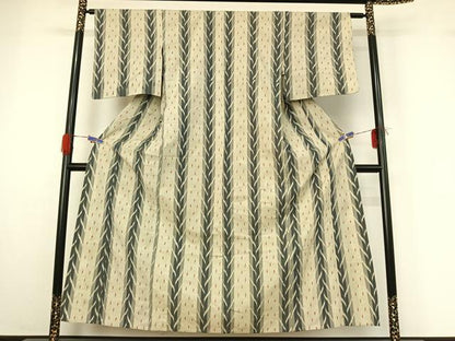 平和屋着物▽上質な紬 単衣 間道 正絹 逸品 AABG4266jh