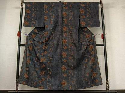 平和屋着物▽上質な紬 単衣 花間道 正絹 逸品 AABG4267jh