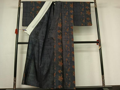 平和屋着物▽上質な紬 単衣 花間道 正絹 逸品 AABG4267jh