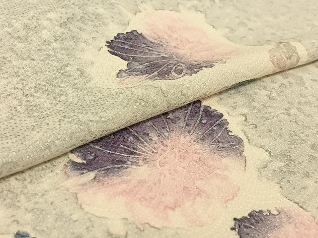 平和屋着物▽上質な小紋 単衣 草花文 暈し染め 正絹 逸品 AABG4271jh